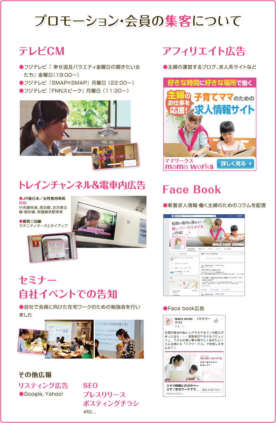 プロモーション･会員の集客について